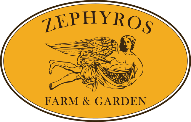 Daphne Yannakakis - 110511_Zeph-Logo-sml Logo of Zephyros Farm & Garden featuring a winged figure, symbolizing nature and agriculture, set against a vibrant yellow background.